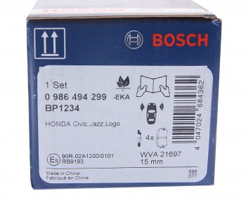 1 869 р. Колодки тормозные передние (4шт.) BOSCH Honda Civic EP хэтчбэк 3 дв. дорестайлинг (2000-2003)  с доставкой в г. Пермь. Увеличить фотографию 4