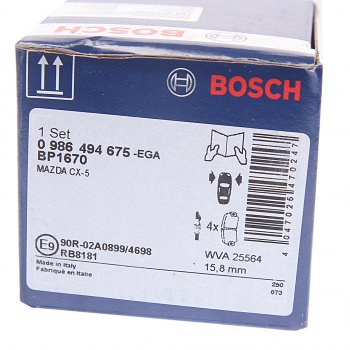 3 999 р. Колодки тормозные передние (4шт.) BOSCH Mazda CX-5 KE дорестайлинг (2011-2014)  с доставкой в г. Пермь. Увеличить фотографию 4