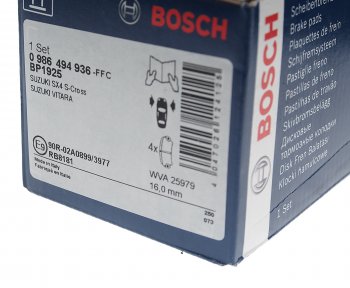 3 299 р. Колодки тормозные передние (4шт.) BOSCH Suzuki SX4 JYB, JYA хэтчбэк дорестайлинг (2013-2016)  с доставкой в г. Пермь. Увеличить фотографию 3