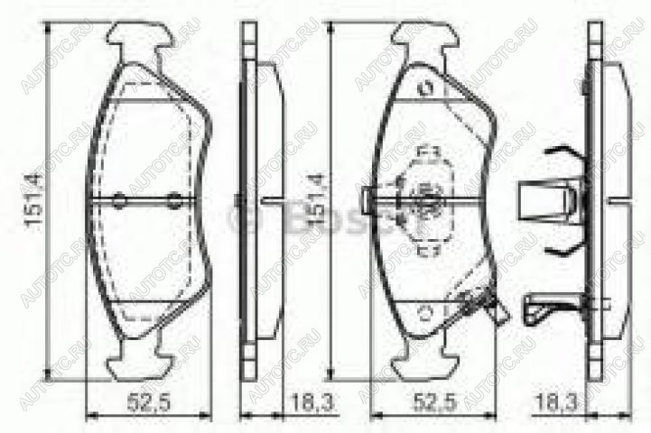 1 299 р. Колодки тормозные передние (4шт.) BOSCH KIA Clarus K9A седан дорестайлинг (1996-1998)  с доставкой в г. Пермь