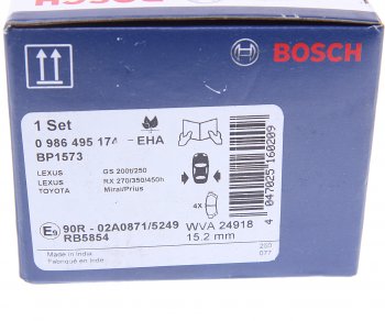 2 679 р. Колодки тормозные задние (4шт.) BOSCH Toyota Highlander XU50 дорестайлинг (2013-2017)  с доставкой в г. Пермь. Увеличить фотографию 4