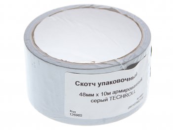 64 р. Скотч упаковочный 48ммх10м армированный серый TECHROLL TECHROLL 099107682114  с доставкой в г. Пермь. Увеличить фотографию 1
