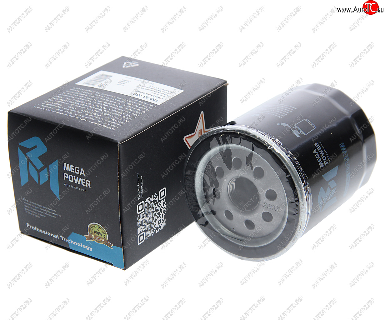 176 р. Фильтр масляный ALFA ROMEO 166 (98-07) (2.0) FIAT Punto (93-03)(1.9 DS1.9JTD1.11.2-1.6) MEGAPOWER MEGAPOWER 100-23-088  с доставкой в г. Пермь
