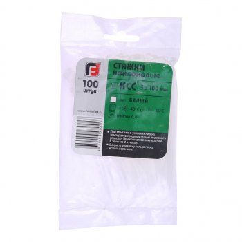 62 р. Хомут-стяжка 100х3.0 пластик белый (100шт.) FORTISFLEX FORTISFLEX 1003100  с доставкой в г. Пермь. Увеличить фотографию 1