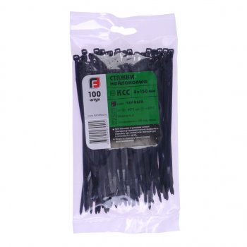 Хомут-стяжка 150х4.0 пластик черный (100шт.) FORTISFLEX FORTISFLEX 1004150-1