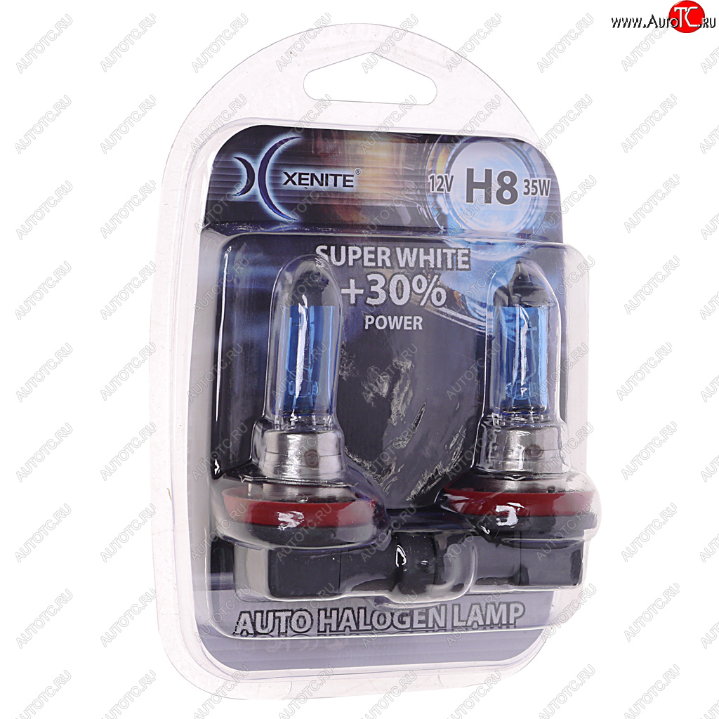 589 р. Лампа 12V H8 35W PGJ19-1 +30% 4000К блистер (2шт.) Super White XENITE XENITE 1007047  с доставкой в г. Пермь