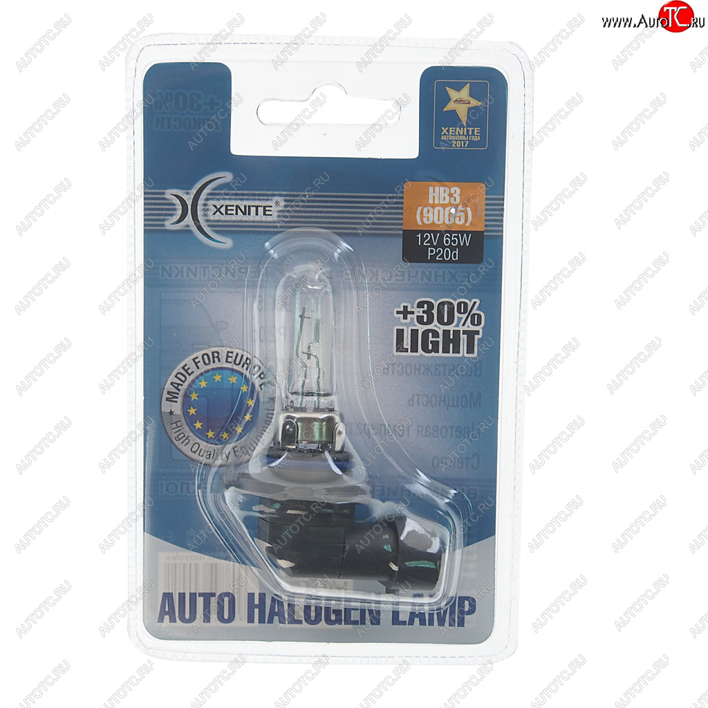 299 р. Лампа 12V HB3(9005) 65W P20d +30% 3200К блистер (1шт.) XENITE XENITE 1007084  с доставкой в г. Пермь