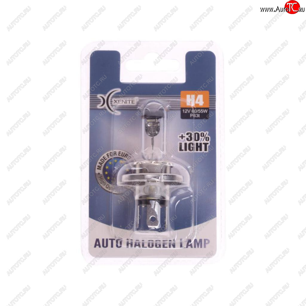 277 р. Лампа 12V H4 6055W P43t +30% 3200К блистер (1шт.) XENITE XENITE 1007089  с доставкой в г. Пермь