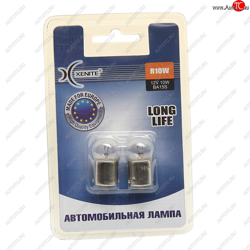 128 р. Лампа 12V R10W BA15s 3200К блистер (2шт.) Long Life XENITE XENITE 1007123  с доставкой в г. Пермь