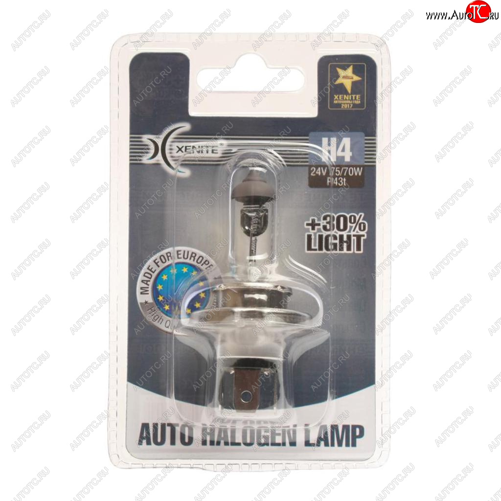 299 р. Лампа 24V H4 7570W P43t +30% 3200К блистер (1шт.) XENITE XENITE 1007136  с доставкой в г. Пермь