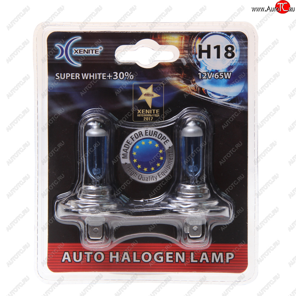 529 р. Лампа 12V H18 65W PY26d-1 +30% 4000К блистер (2шт.) Super White XENITE XENITE 1007149  с доставкой в г. Пермь