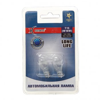 116 р. Лампа 12V W16W W2.1x9.5d блистер (2шт.) Long Life XENITE XENITE 1007152  с доставкой в г. Пермь. Увеличить фотографию 1