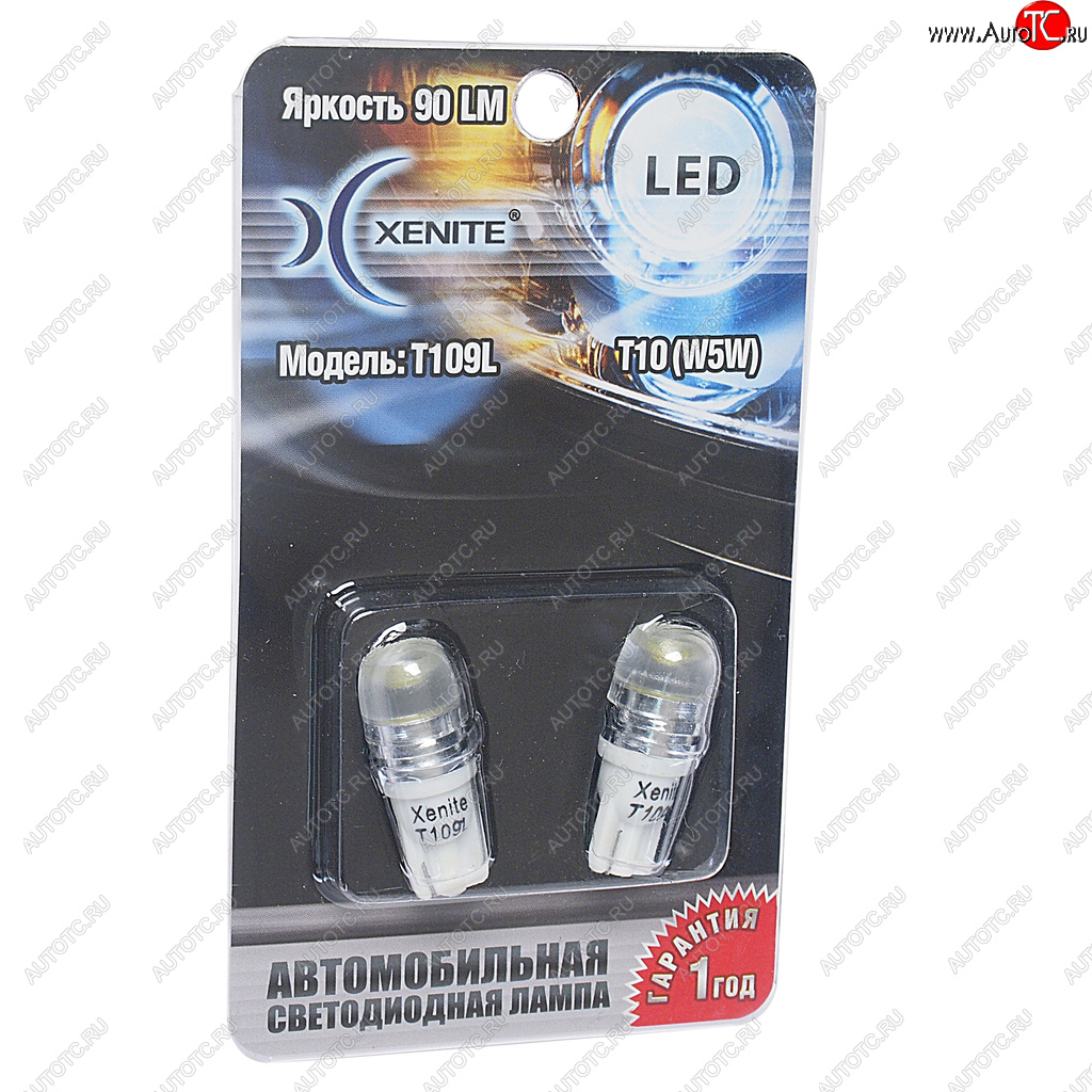 277 р. Лампа светодиодная 12V W5W T10W 1W W2.1х9.5d бесцокольная белая блистер (2шт.) XENITE XENITE 1009273  с доставкой в г. Пермь