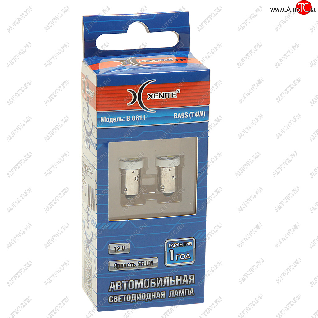 243 р. Лампа светодиодная 12V T4W BA9s 55Lm бокс (2шт.) XENITE XENITE 1009545  с доставкой в г. Пермь