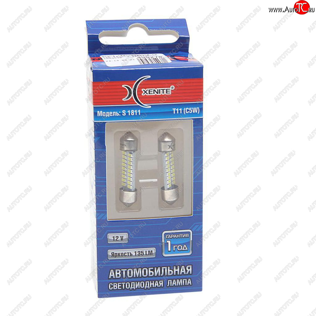 279 р. Лампа светодиодная 12V C5W SV8.5-8 двухцокольная S1811 блистер (2шт.) XENITE XENITE 1009548  с доставкой в г. Пермь