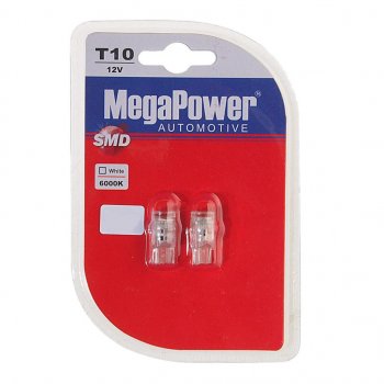319 р. Лампа светодиодная 12V W5W T10 W2.1x9.5d 6000K 3 LED блистер (2шт.) MEGAPOWER MEGAPOWER-AUTOMOTIVE 10103w-2бл  с доставкой в г. Пермь. Увеличить фотографию 1