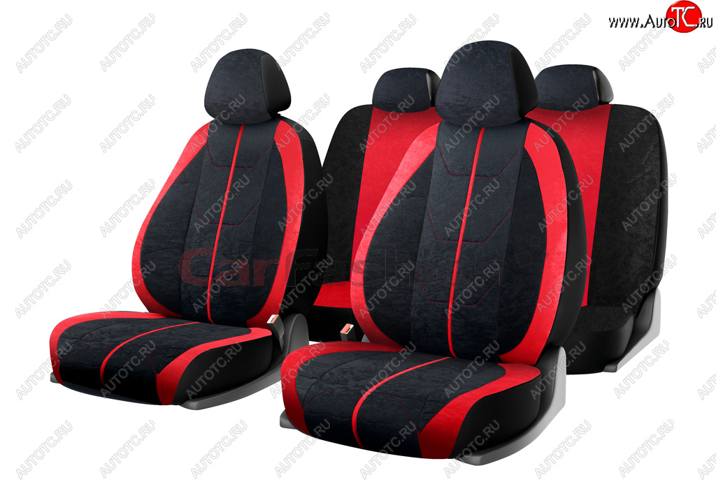3 099 р. Универсальные чехлы сидений (майка, 11 предм., экокожа) Cruise CARFASHION   (черно-красный)  с доставкой в г. Пермь