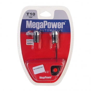 329 р. Лампа светодиодная 12V W5W T10 W2.1x9.5d 6000K с тестером блистер (2шт.)MEGAPOWER MEGAPOWER-AUTOMOTIVE 10105w-2блт  с доставкой в г. Пермь. Увеличить фотографию 1