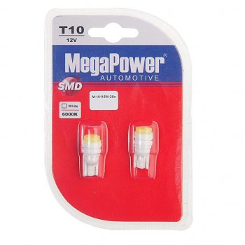 223 р. Лампа светодиодная 12V W5W T10 W2.1x9.5d 6000K блистер (2шт.) MEGAPOWER MEGAPOWER-AUTOMOTIVE 10115w-2бл  с доставкой в г. Пермь. Увеличить фотографию 1