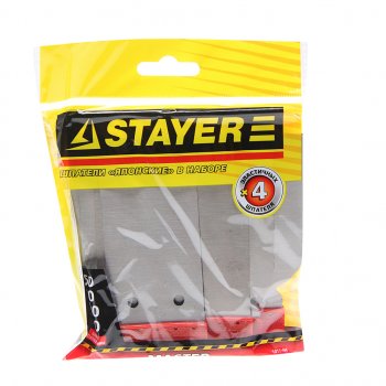179 р. Набор шпателей 50-80-100-120мм сталь 4 предмета STAYER STAYER 1011-h4  с доставкой в г. Пермь. Увеличить фотографию 1