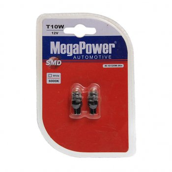 699 р. Лампа светодиодная 12V W5W T10 W2.1x9.5d 6000K блистер (2шт.) MEGAPOWER MEGAPOWER-AUTOMOTIVE 10120w-2бл  с доставкой в г. Пермь. Увеличить фотографию 1