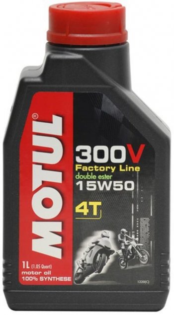 2 399 р. Масло моторное для 4-х тактных двигателей 300V 4T FL ROAD RACING 15W50 синт.1л MOTUL MOTUL 104125  с доставкой в г. Пермь. Увеличить фотографию 1