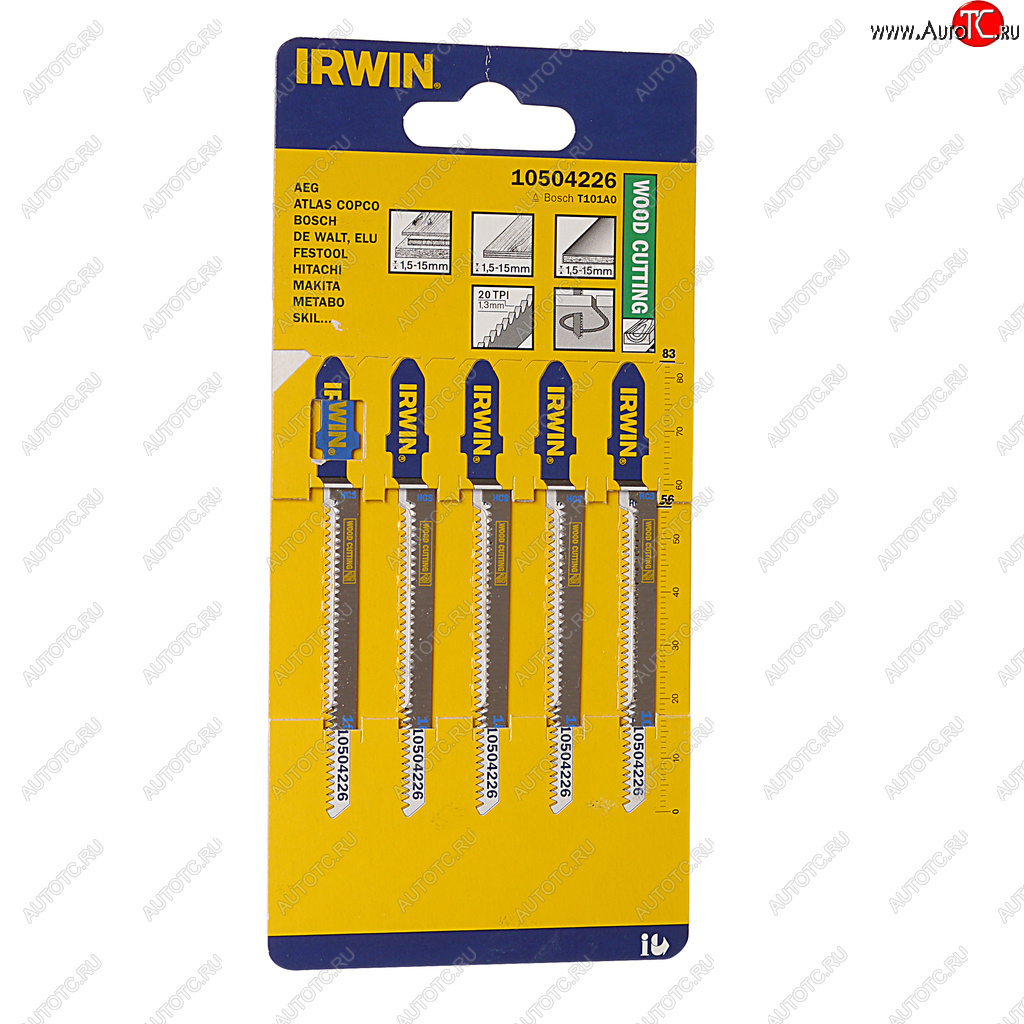869 р. Пилка для лобзика набор 5шт. дерево 56мм IRWIN IRWIN 10504226  с доставкой в г. Пермь