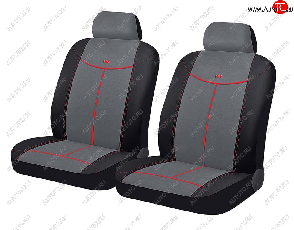 1 099 р. Универсальные чехлы сидений (майка, 4 предм., алькантара) Alcantara Front CARFASHION   (черно-серые)  с доставкой в г. Пермь