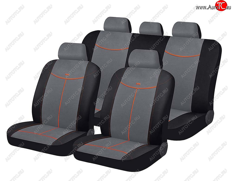 1 899 р. Универсальные чехлы сидений (майка, 11 предм.,алькантара) Alcantara CARFASHION   (черно-серые)  с доставкой в г. Пермь