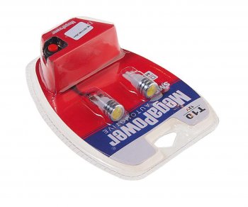 459 р. Лампа светодиодная 12V W5W T10 W2.1x9.5d 6000K с тестером блистер (2шт.) MEGAPOWER MEGAPOWER-AUTOMOTIVE 10711w-2блт  с доставкой в г. Пермь. Увеличить фотографию 2