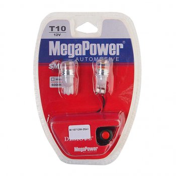 459 р. Лампа светодиодная 12V W5W T10 W2.1x9.5d 6000K с тестером блистер (2шт.) MEGAPOWER MEGAPOWER-AUTOMOTIVE 10712w-2блт  с доставкой в г. Пермь. Увеличить фотографию 1