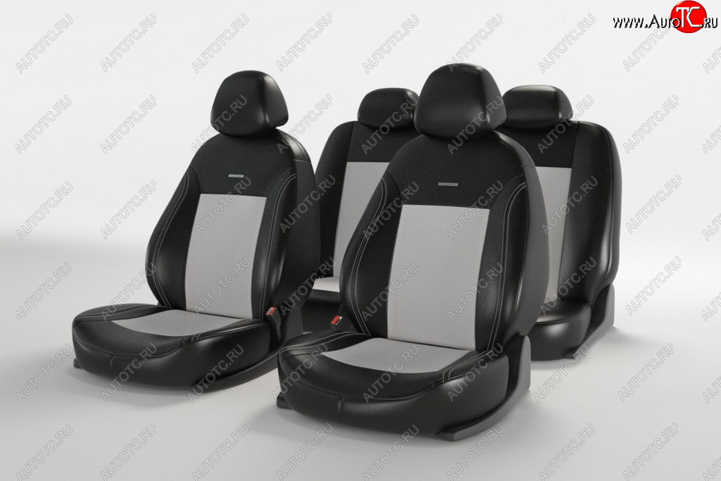4 899 р. Универсальные чехлы сидений (майка, 11 предм., экокожа) Atom Leather CARFASHION   (черно-белый)  с доставкой в г. Пермь