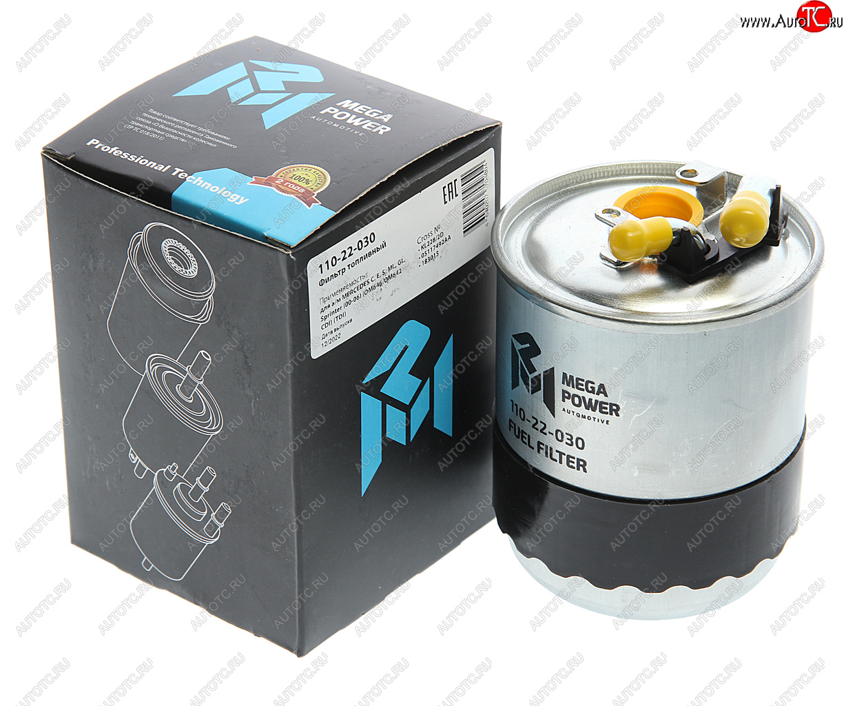 539 р. Фильтр топливный MERCEDES C,E,S,ML,GL,Sprinter (00-06) (OM646OM642 CDI) (TDI) MEGAPOWER MEGAPOWER 110-22-030  с доставкой в г. Пермь