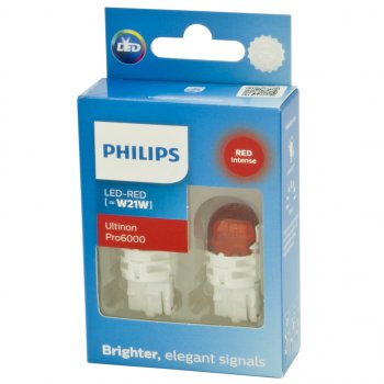1 569 р. Лампа светодиодная 12V W21W W3х16d 75Лм (2шт.) Led Red Ultinon Pro6000 PHILIPS PHILIPS 11065ru60x2 PHILIPS 11065ru60x2  с доставкой в г. Пермь. Увеличить фотографию 2