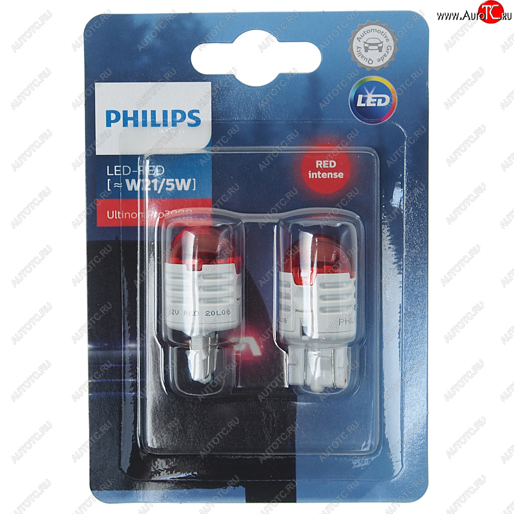 1 899 р. Лампа светодиодная 12V W215W W3x16q блистер (2шт.) LED Red Ultinon Pro3000 PHILIPS PHILIPS 11066u30r-2бл  с доставкой в г. Пермь