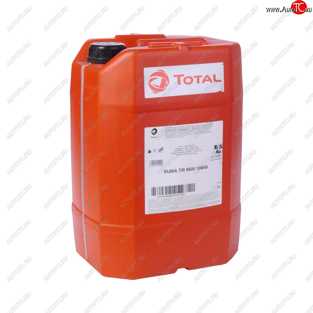 17 999 р. Масло дизельное RUBIA TIR 8600 10W40 п/синт.20л TOTAL TOTAL 110801 TOTAL 110801  с доставкой в г. Пермь