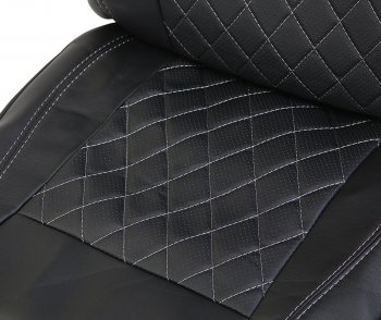 5 199 р. Универсальные чехлы сидений (майка, 11 предм., экокожа) Atom Leather CARFASHION   (черные серая строчка)  с доставкой в г. Пермь. Увеличить фотографию 6