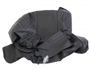 5 199 р. Универсальные чехлы сидений (майка, 11 предм., экокожа) Atom Leather CARFASHION   (черные серая строчка)  с доставкой в г. Пермь. Увеличить фотографию 4