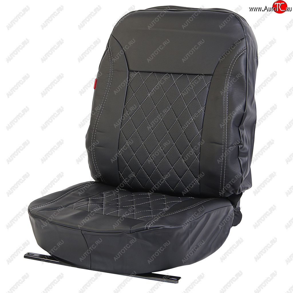 5 199 р. Универсальные чехлы сидений (майка, 11 предм., экокожа) Atom Leather CARFASHION   (черные серая строчка)  с доставкой в г. Пермь