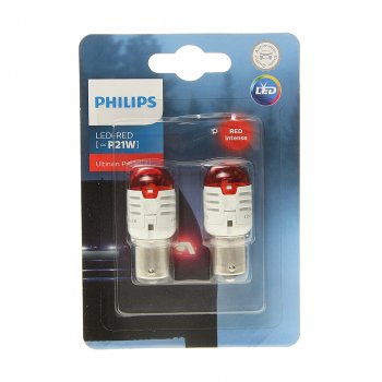 1 899 р. Лампа светодиодная 12V P21W BA15s блистер (2шт.) LED Red Ultinon Pro3000 PHILIPS PHILIPS 11498u30r-2бл  с доставкой в г. Пермь. Увеличить фотографию 1
