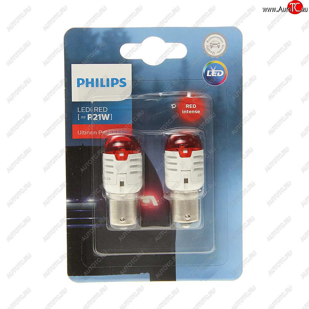 1 899 р. Лампа светодиодная 12V P21W BA15s блистер (2шт.) LED Red Ultinon Pro3000 PHILIPS PHILIPS 11498u30r-2бл  с доставкой в г. Пермь