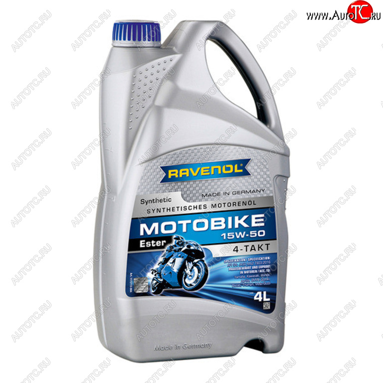 7 249 р. Масло моторное для 4-х тактных двигателей ESTER 4T 15W50 синт.4л RAVENOL RAVENOL 1172113-004  с доставкой в г. Пермь