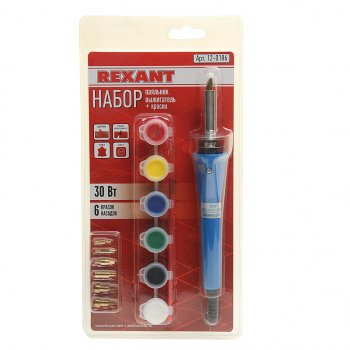 679 р. Паяльник 30Вт220В выжигатель по дереву (6 насадок,краски) REXANT REXANT 12-0186  с доставкой в г. Пермь. Увеличить фотографию 1
