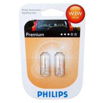 129 р. Лампа 12V W3W W2.1x9.5d блистер (2шт.) PHILIPS PHILIPS 12256b2  с доставкой в г. Пермь. Увеличить фотографию 1