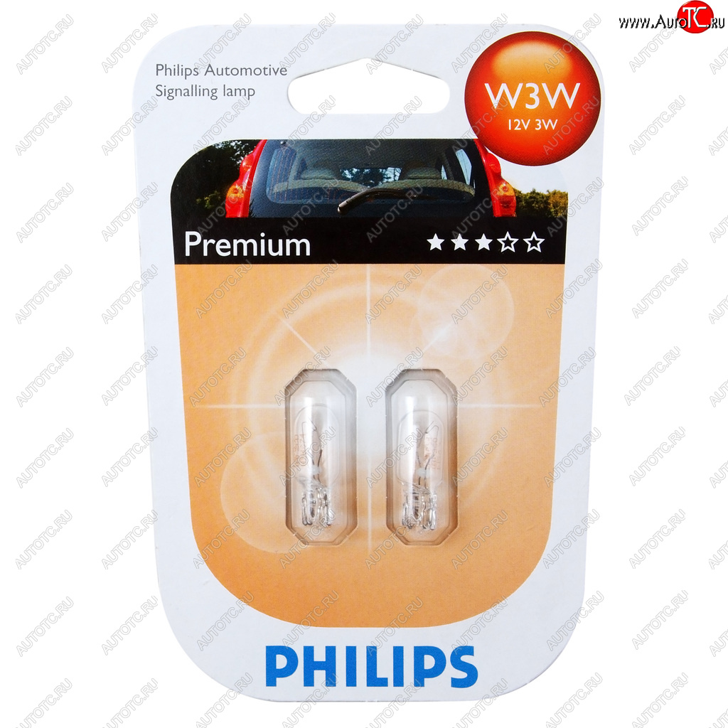 129 р. Лампа 12V W3W W2.1x9.5d блистер (2шт.) PHILIPS PHILIPS 12256b2  с доставкой в г. Пермь