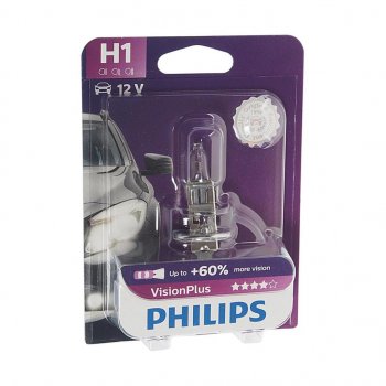 769 р. Лампа 12V H1 55W P14.5s +60% блистер (1шт.) Visionplus PHILIPS PHILIPS 12258vpb1  с доставкой в г. Пермь. Увеличить фотографию 1