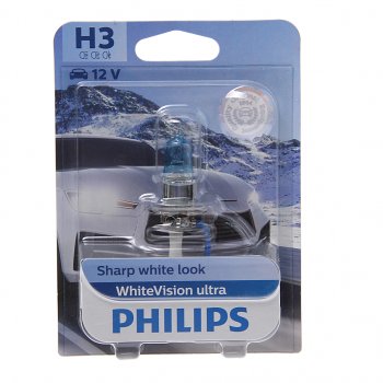 1 139 р. Лампа 12V H3 55W РK22s блистер (1шт.) White Vision Ultra PHILIPS PHILIPS 12336wvuбл  с доставкой в г. Пермь. Увеличить фотографию 1