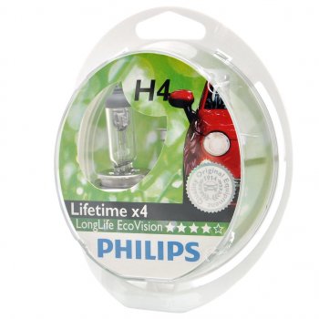 1 059 р. Лампа 12V H4 6055W P43t бокс (2шт.) Long Life Eco Vision PHILIPS PHILIPS 12342llecos2  с доставкой в г. Пермь. Увеличить фотографию 1