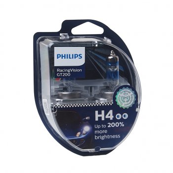 2 699 р. Лампа 12V H4 6055W P43t-38 +200% бокс (2шт.) Racing Vision GT 200 PHILIPS PHILIPS 12342rgt2  с доставкой в г. Пермь. Увеличить фотографию 1