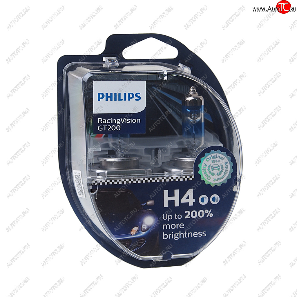 2 699 р. Лампа 12V H4 6055W P43t-38 +200% бокс (2шт.) Racing Vision GT 200 PHILIPS PHILIPS 12342rgt2  с доставкой в г. Пермь